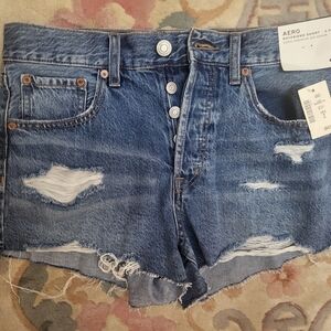 New Aeropostale Blue Distressed Denim Shorts